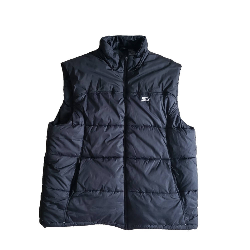 Starter Puffer Vest Mens XL Black Down Feather Insulated‎ Gorpcore STM2450S
